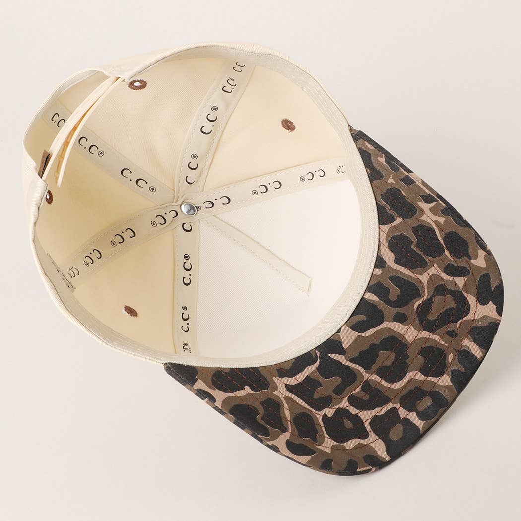 Two Tone Leopard Printed Canvas Trucker Hat