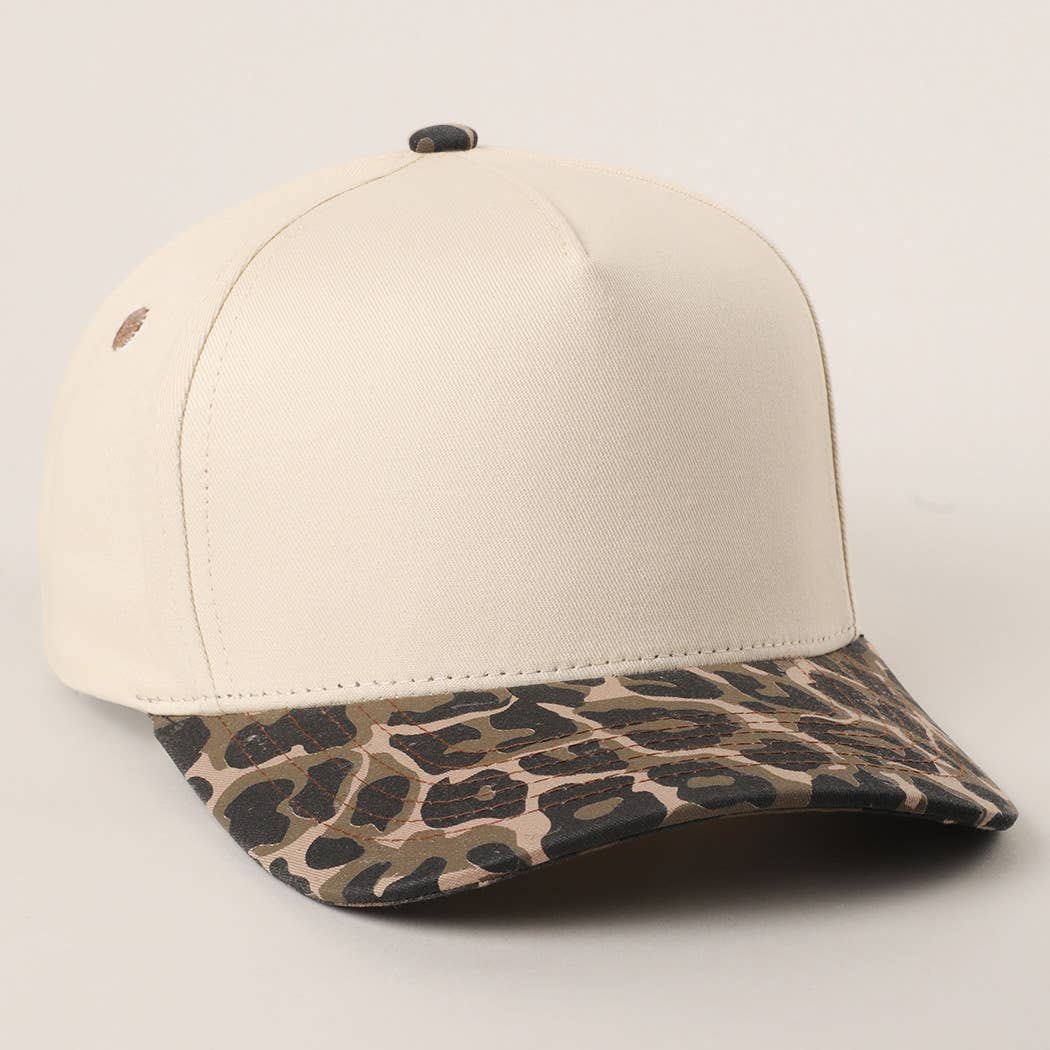 Two Tone Leopard Printed Canvas Trucker Hat
