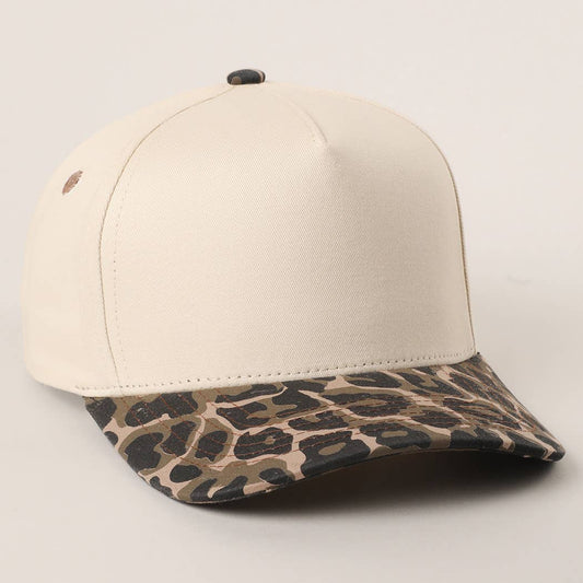 Two Tone Leopard Printed Canvas Trucker Hat