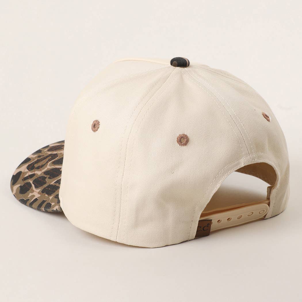 Two Tone Leopard Printed Canvas Trucker Hat